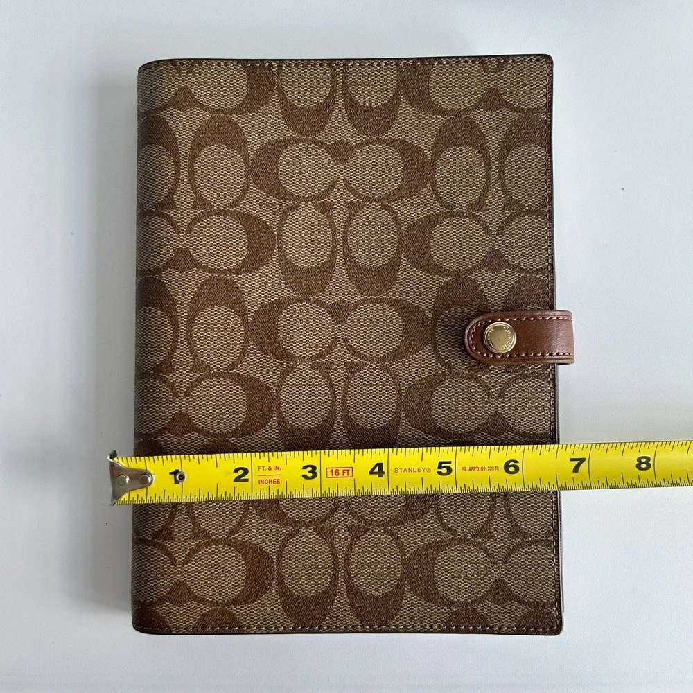 Coach Notebook in Signature Canvas Khaki Brown Leather CZ198 Excellent